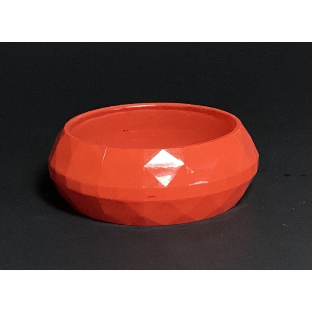 Vintage 1980s Chunky Faceted Orange Lucite Bangle Bracelet Opaque - Picture 4 of 7